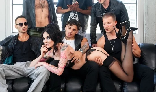 The bitch was let in a circle and fucked hard in all holes