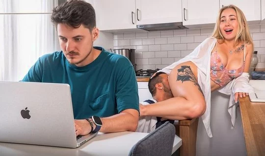 While the guy is busy, the Russian bitch cheats on him with a plumber